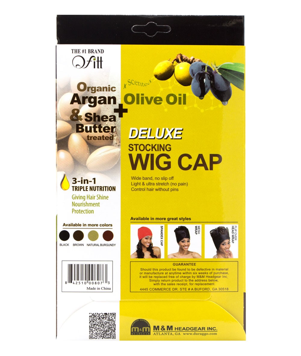 M&M Qfitt Organic Argan & Shea Butter + Olive Oil Deluxe Stocking Wig Cap #807-Burgundy, ACCESSORIES JEWELRY FASHION - Cloré Beauty