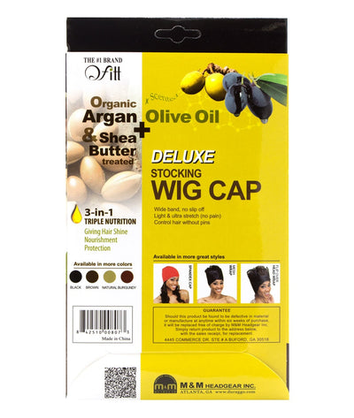 M&M Qfitt Organic Argan & Shea Butter + Olive Oil Deluxe Stocking Wig Cap #807-Burgundy