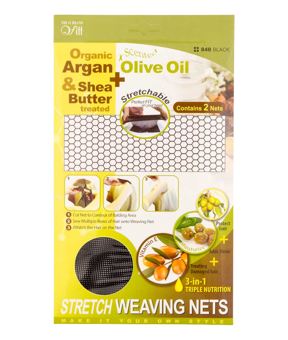 M&M Qfitt Organic Argan & Shea Butter + Olive Oil Stretch Weaving Nets Black #848