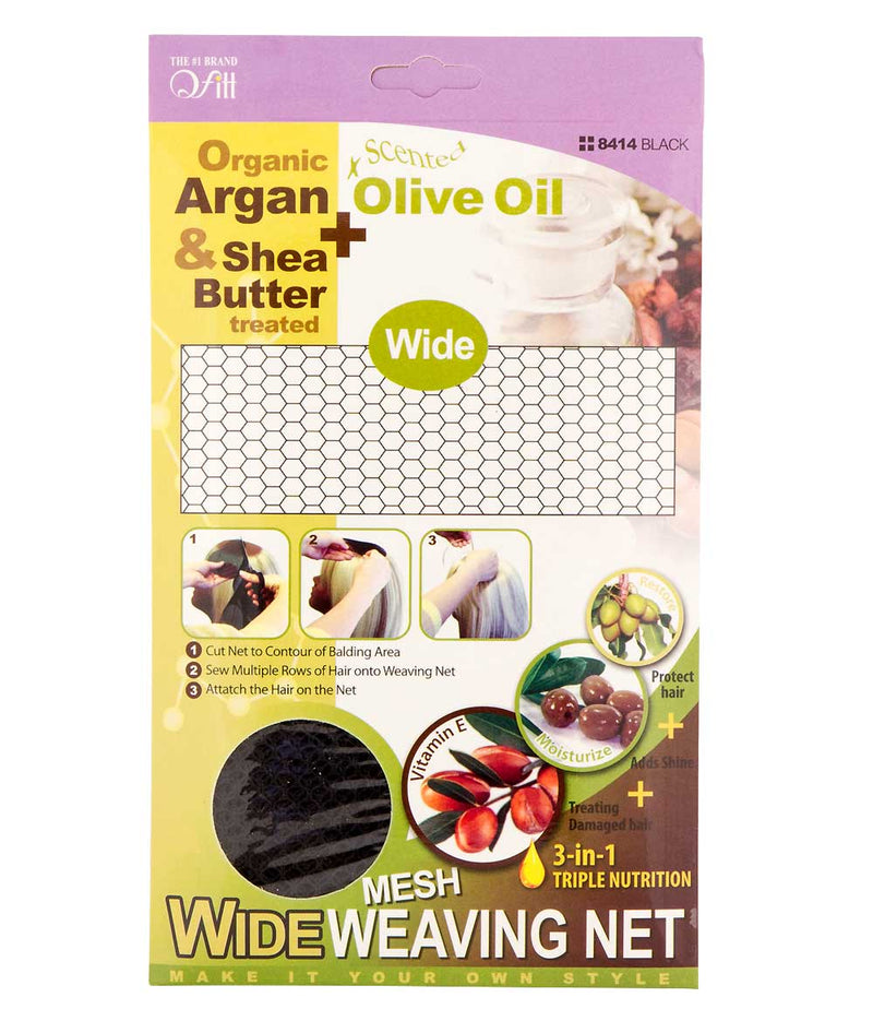 M&M Qfitt Organic Argan & Shea Butter + Olive Oil Wide Mesh Weaving Nets Black 