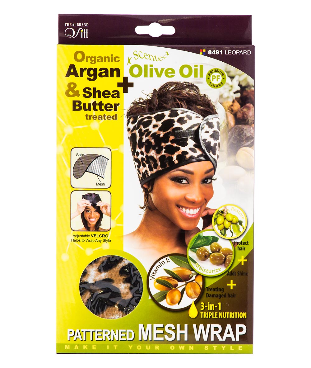 M&M Qfitt Organic Argan & Shea Butter + Olive Oil Patterned Mesh Wrap Assorted Print #8491