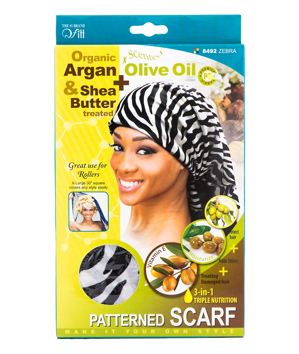M&M Qfitt Organic Argan & Shea Butter + Olive Oil Patterned Scarf #8492, Accessory - Cloré Beauty