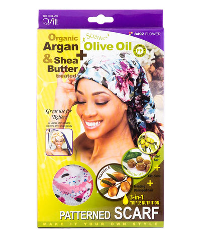 M&M Qfitt Organic Argan & Shea Butter + Olive Oil Patterned Scarf #8492