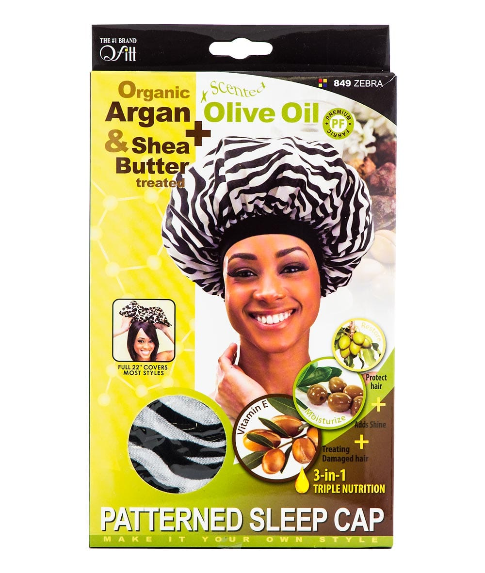 M&M Qfitt Organic Argan & Shea Butter + Olive Oil Patterned Sleep Cap Assorted #849