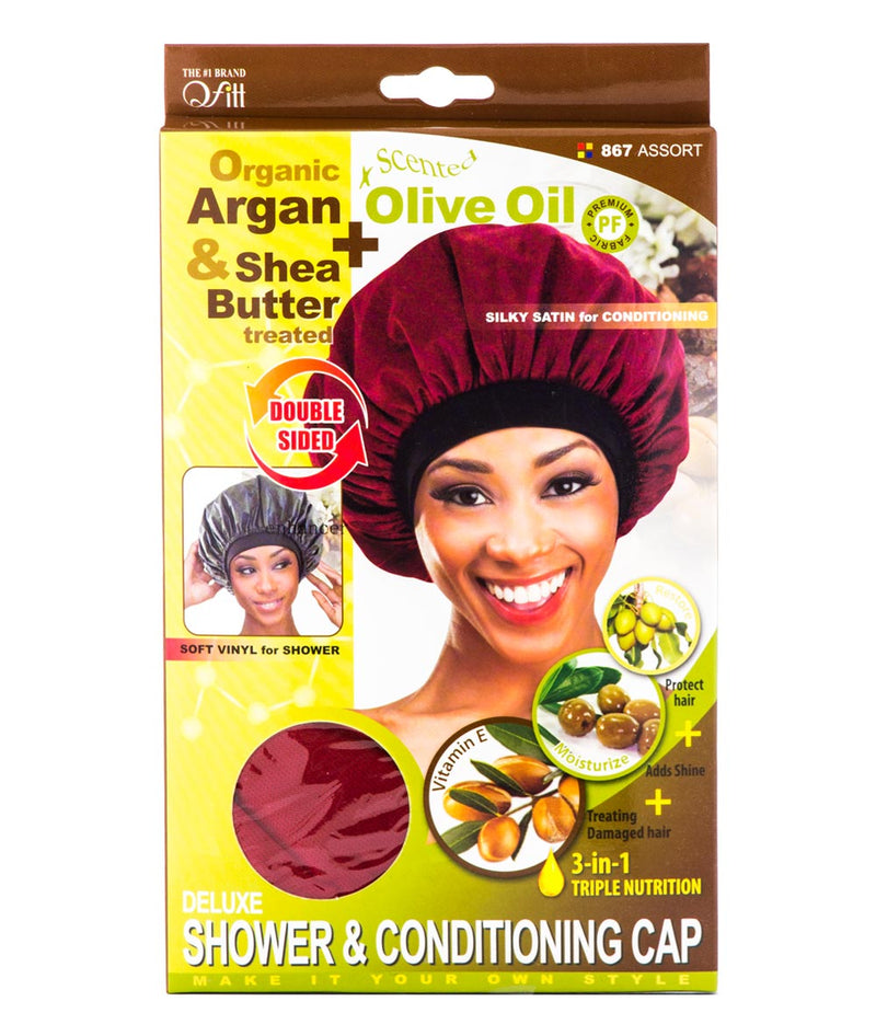 M&M Qfitt Organic Argan & Shea Butter + Olive Oil Deluxe Shower & Conditioning Cap