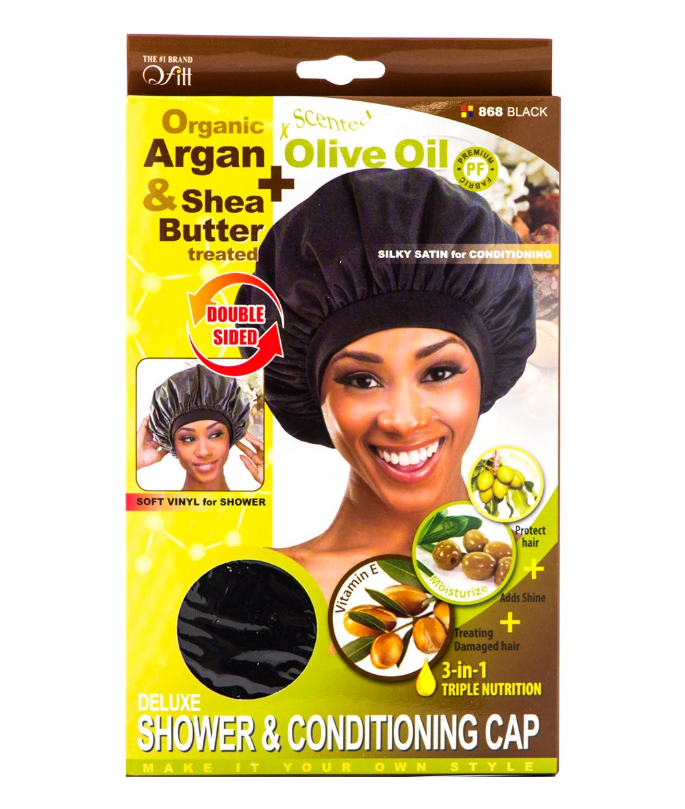 M&M Qfitt Organic Argan & Shea Butter + Olive Oil Deluxe Shower & Conditioning Cap, ACCESSORIES JEWELRY FASHION - Cloré Beauty