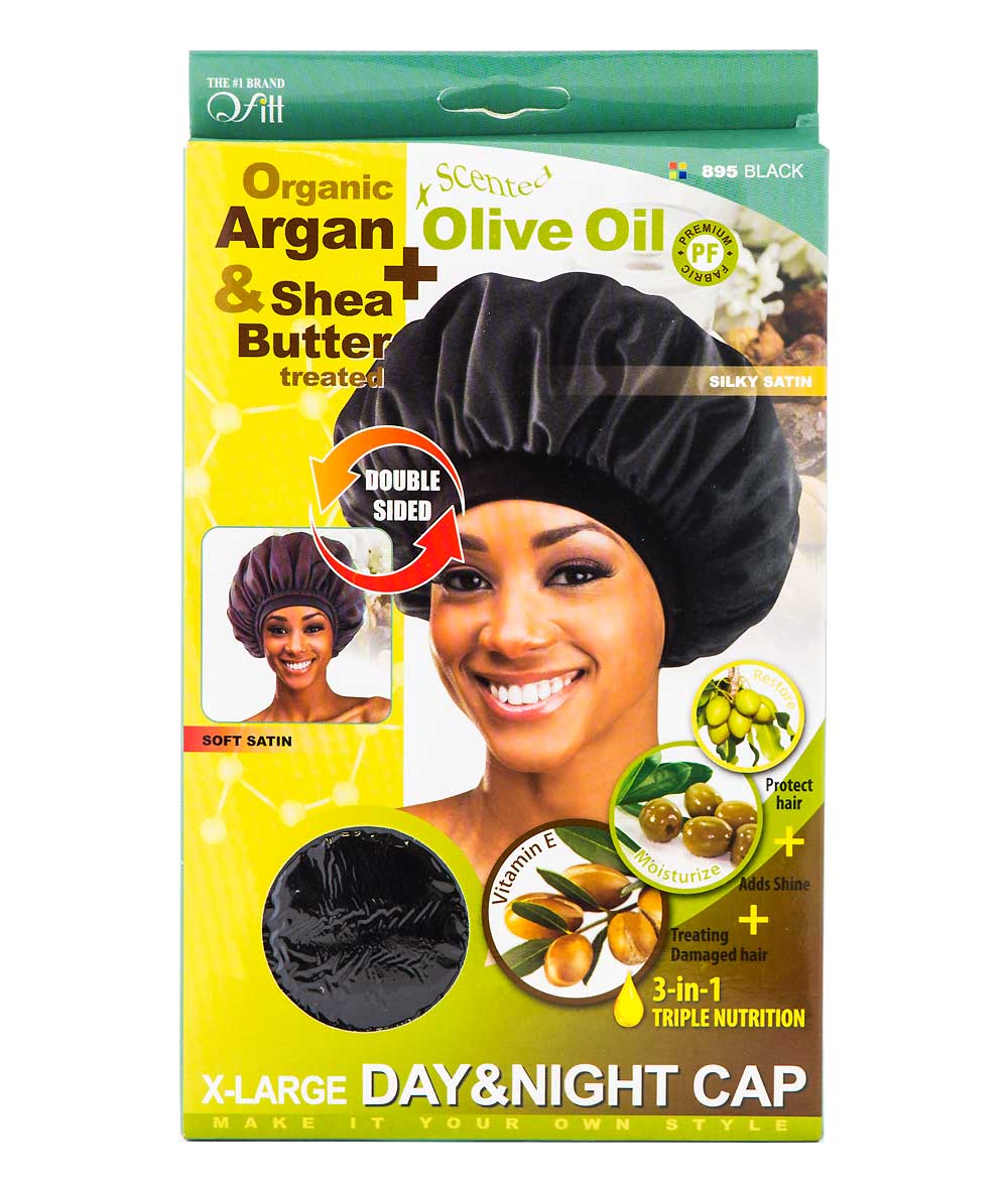 M&M Qfitt Organic Argan & Shea Butter + Olive Oil X-Large Day & Night Cap[BLACK] #895, ACCESSORIES JEWELRY FASHION - Cloré Beauty