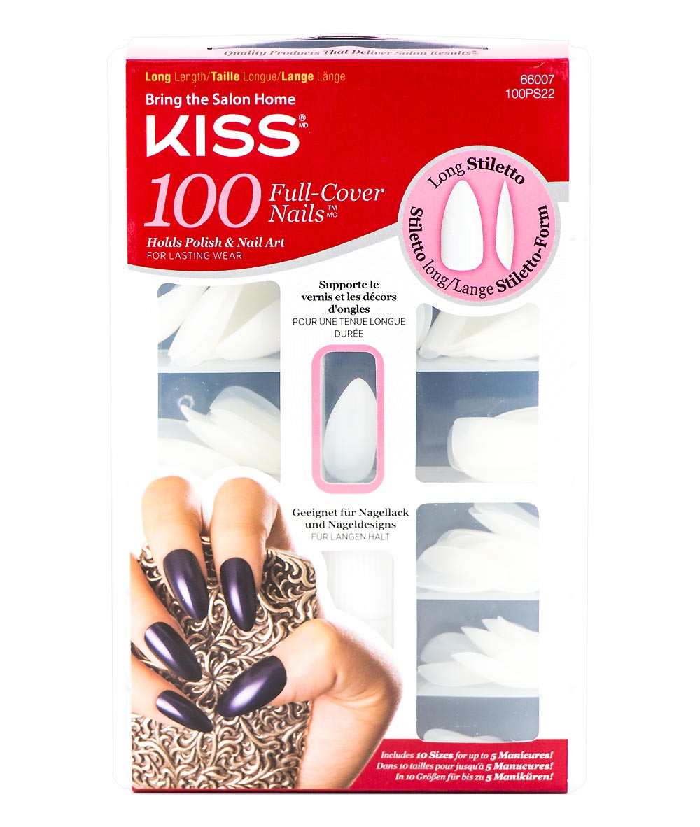 Kiss 100 Full-Cover Nails Long Stiletto #100Ps22, COSMETICS MAKEUP - Cloré Beauty