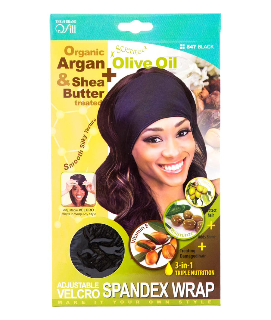 M&M Qfitt Adjustable Velcro Spandex Wrap Black #847 Black Hair