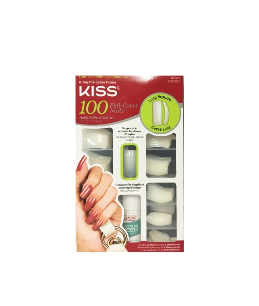 Kiss 100Ps23 100 Full-Cover Nails [Long Square], COSMETICS MAKEUP - Cloré Beauty