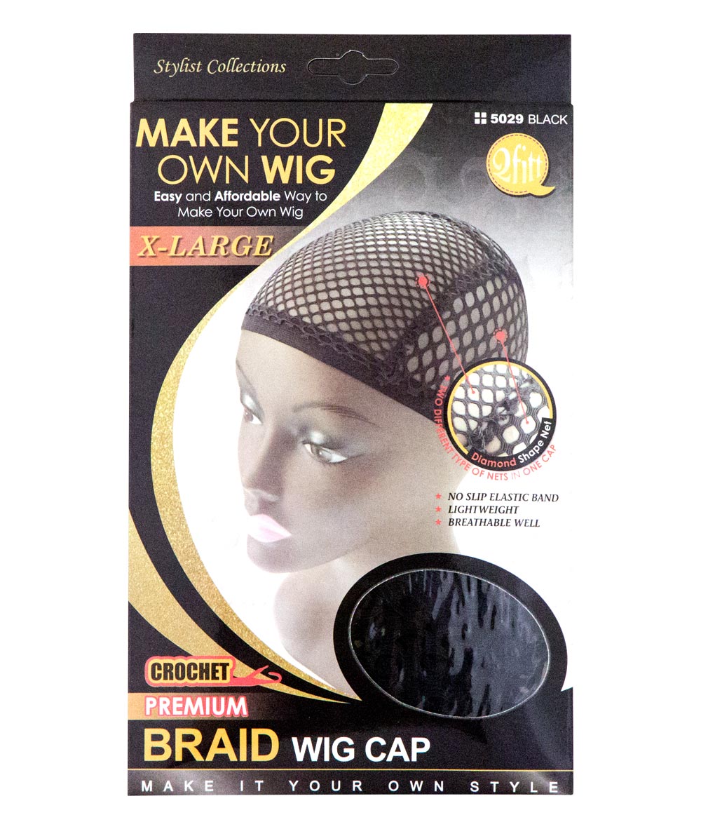 M&M Qfitt Crochet Premium Braid Wig Cap Black #5029, Accessory - Cloré Beauty