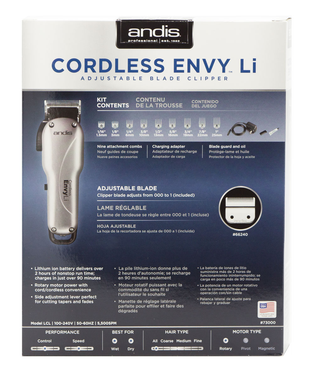 Andis Cordless Envy Li Adjustable Blade Clipper #73000, HAIR STYLING TOOLS - Cloré Beauty