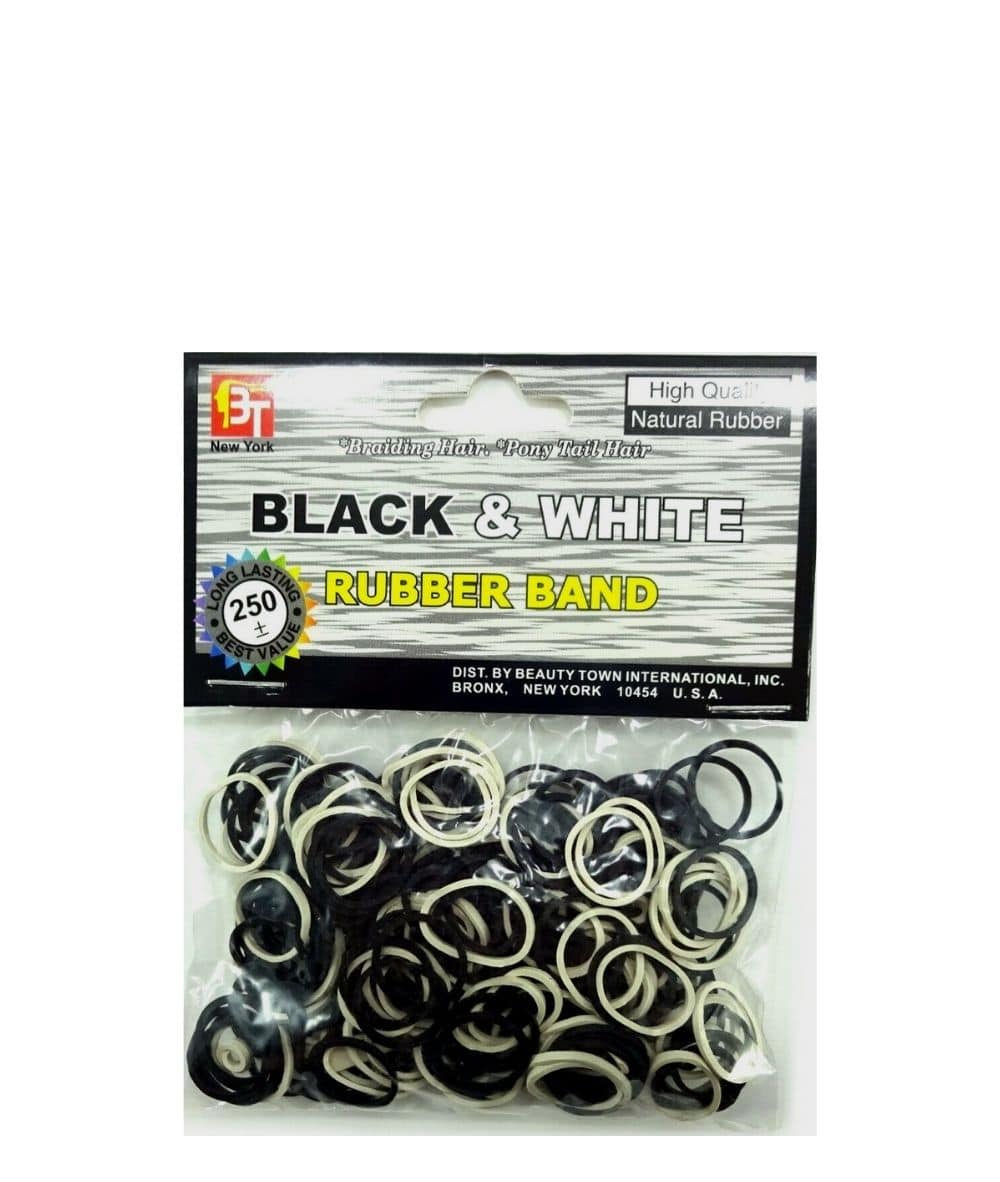 Beauty Town Rubber Band 250PCS #01003 [Black/White], Hair Tools - Cloré Beauty