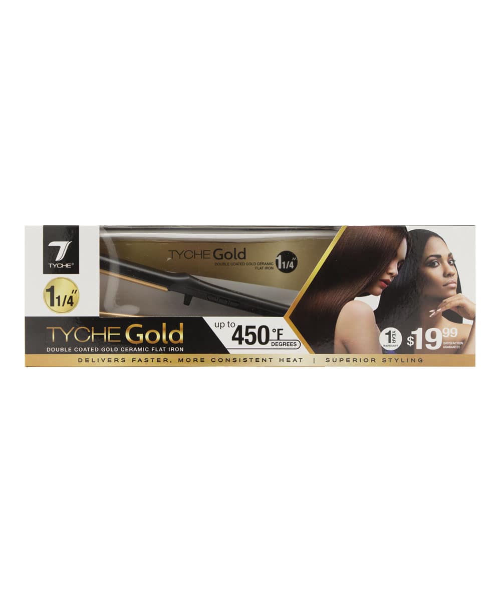 Tyche Gold Double Coated Gold Ceramic Flat Iron [1 1/4 inch] #Tg125, HAIR STYLING TOOLS - Cloré Beauty
