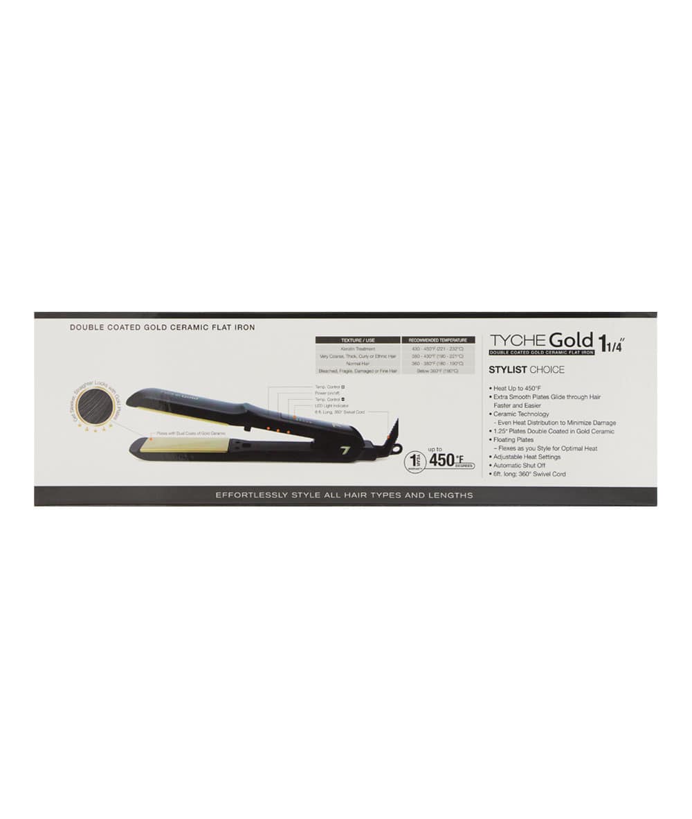 Tyche Gold Double Coated Gold Ceramic Flat Iron [1 1/4 inch] #Tg125, HAIR STYLING TOOLS - Cloré Beauty