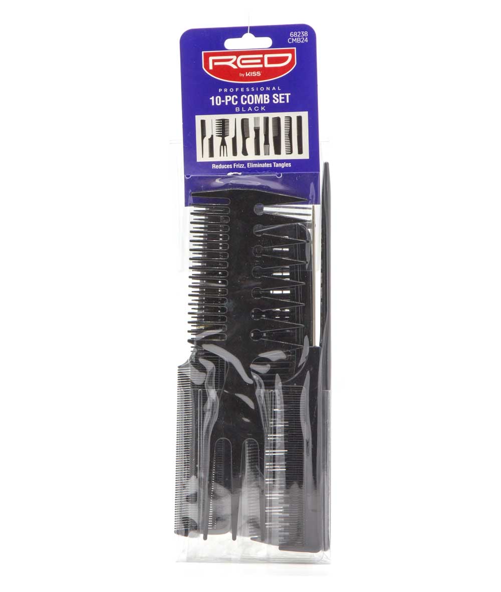Red By Kiss Professional 10-PC Comb Set #HM60 [Black], HAIR STYLING TOOLS - Cloré Beauty