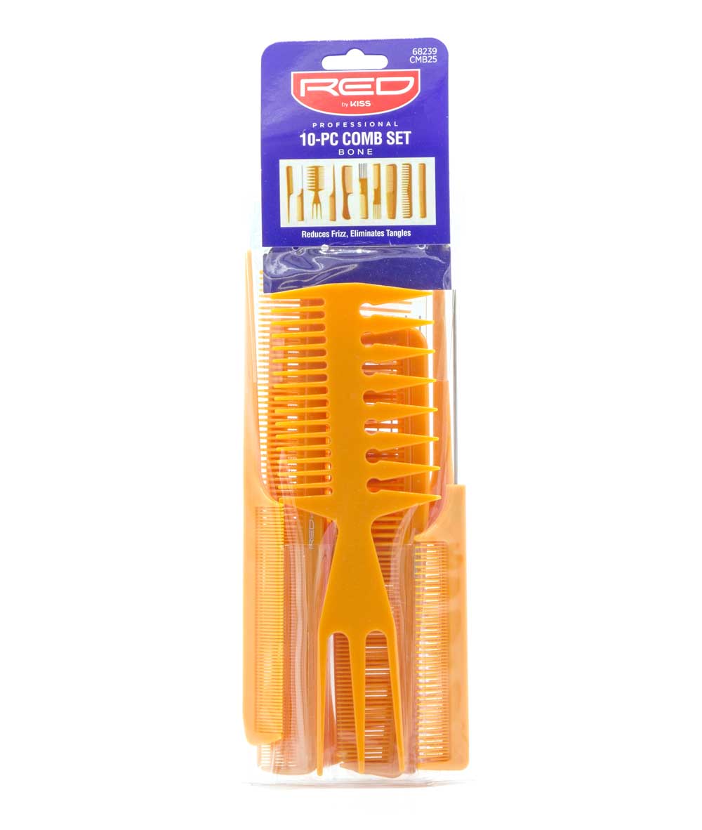 Red By Kiss Professional 10-PC Comb Set #HM61[Bone], HAIR STYLING TOOLS - Cloré Beauty