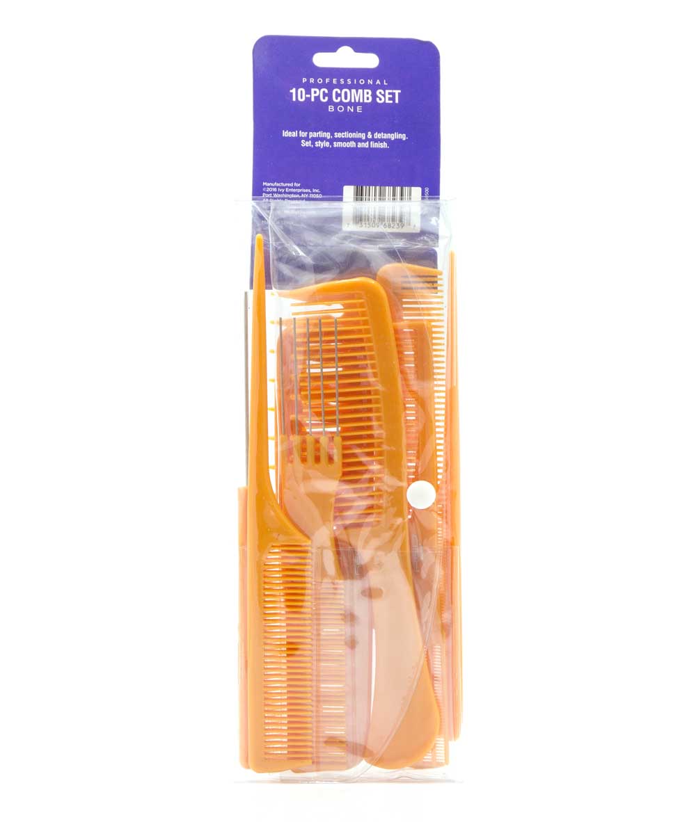 Red By Kiss Professional 10-PC Comb Set #HM61[Bone], HAIR STYLING TOOLS - Cloré Beauty