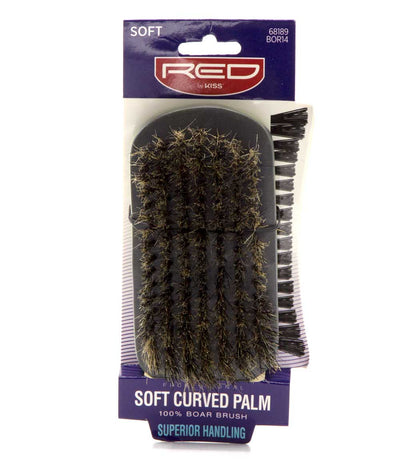 Red By Kiss Professional Soft Curved Palm 100% Boar Brush Superior Handling #Bor14
