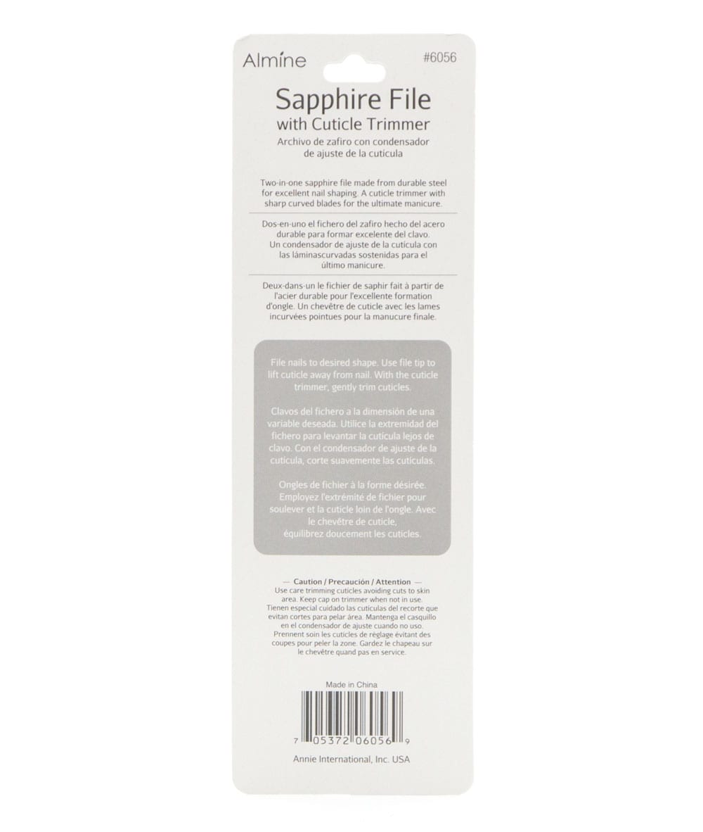 Almine Sapphire File With Cuticle Trimmer #6056, COSMETICS MAKEUP - Cloré Beauty