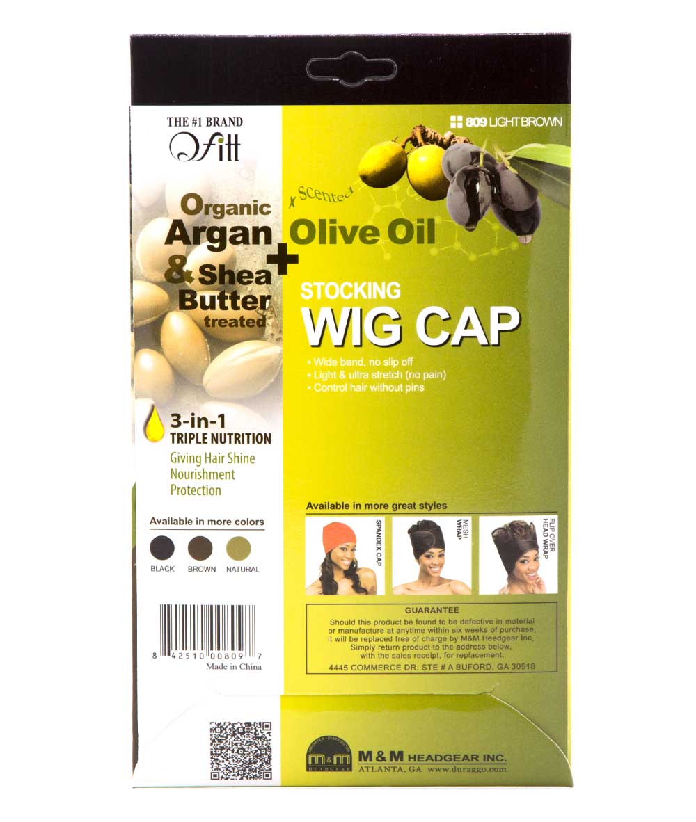 M&M Qfitt Argan & Shea Butter + Olive Oil Treated Stocking Wig Cap 2 PCS #809 [Light Brown], Accessory - Cloré Beauty