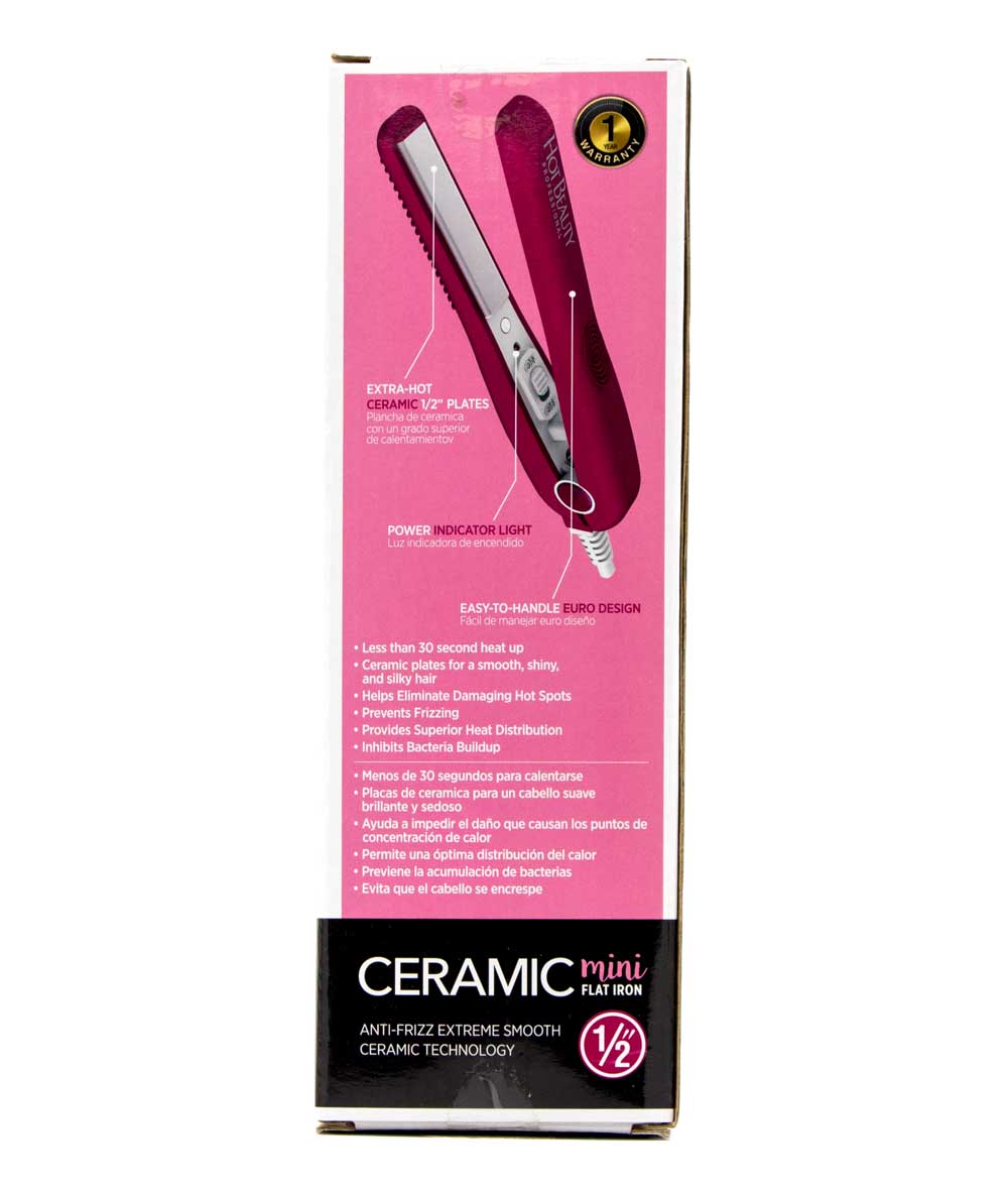 Hot Beauty Ceramic Mini Flat Iron 1/2"