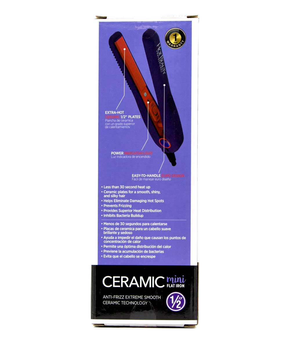 Hot Beauty Ceramic Mini Flat Iron 1/2"