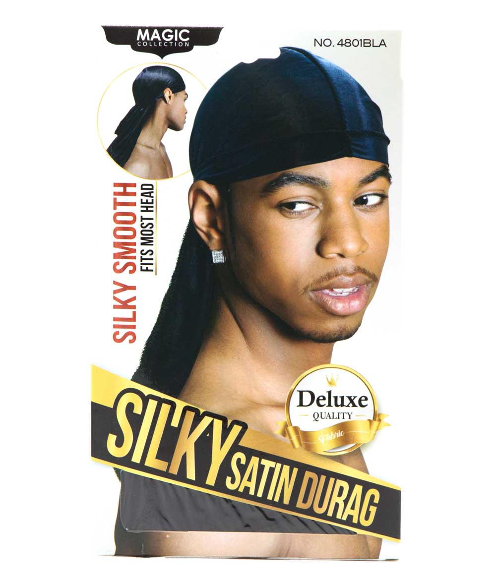 Magic Collection Deluxe Silky Stain Durag #4801Bla [Black], ACCESSORIES JEWELRY FASHION - Cloré Beauty