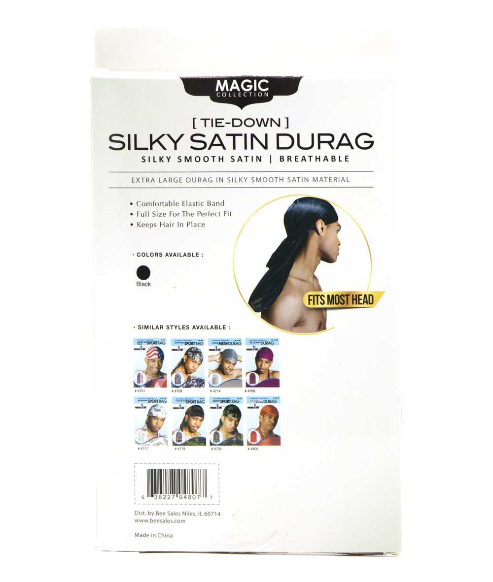 Magic Collection Deluxe Silky Stain Durag #4801Bla [Black], ACCESSORIES JEWELRY FASHION - Cloré Beauty