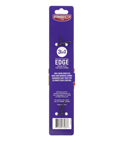 Red By Kiss 3-In-1 100% Soft Boar Edge Brush With Fine Edge Combs #HH71