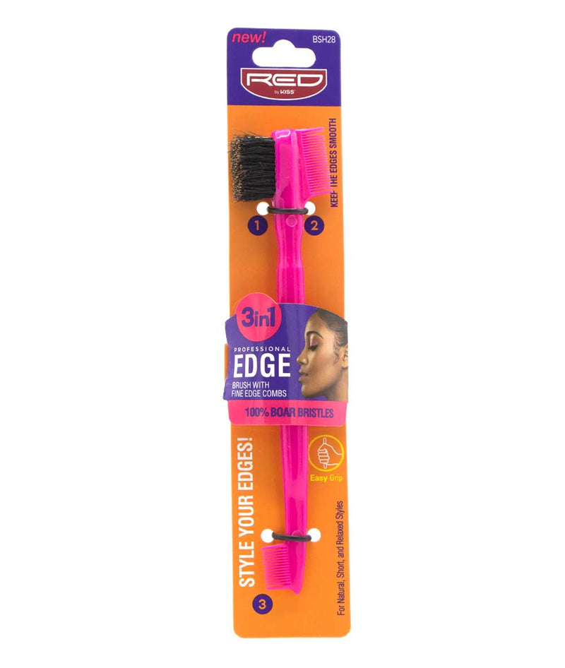 Red By Kiss 3-In-1 100% Soft Boar Edge Brush With Fine Edge Combs 