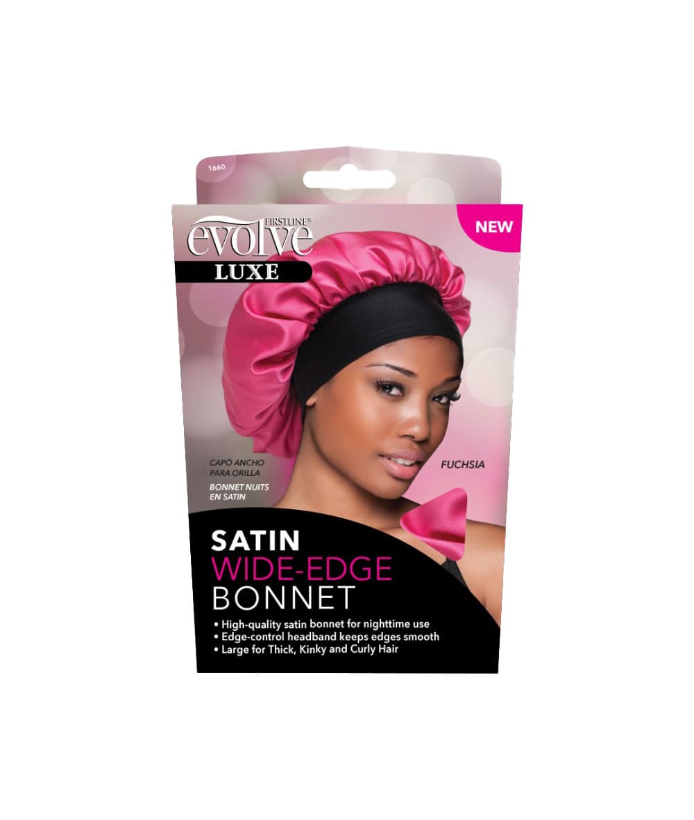 Firstline Evolve Luxe Satin Wide-Edge Bonnet Black Hair Care
