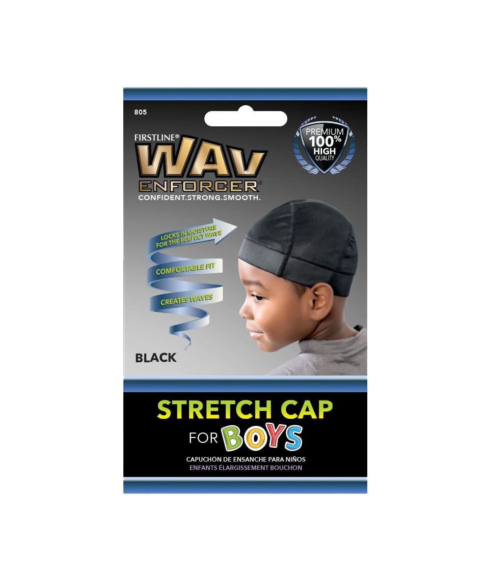 Firstline Wavenforcer Stretch Cap For Boys #805 [Black], Accessory - Cloré Beauty