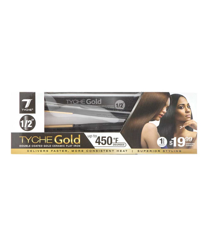 Tyche Gold Double Coated Gold Ceramic Flat Iron [1/2"] #Tg050