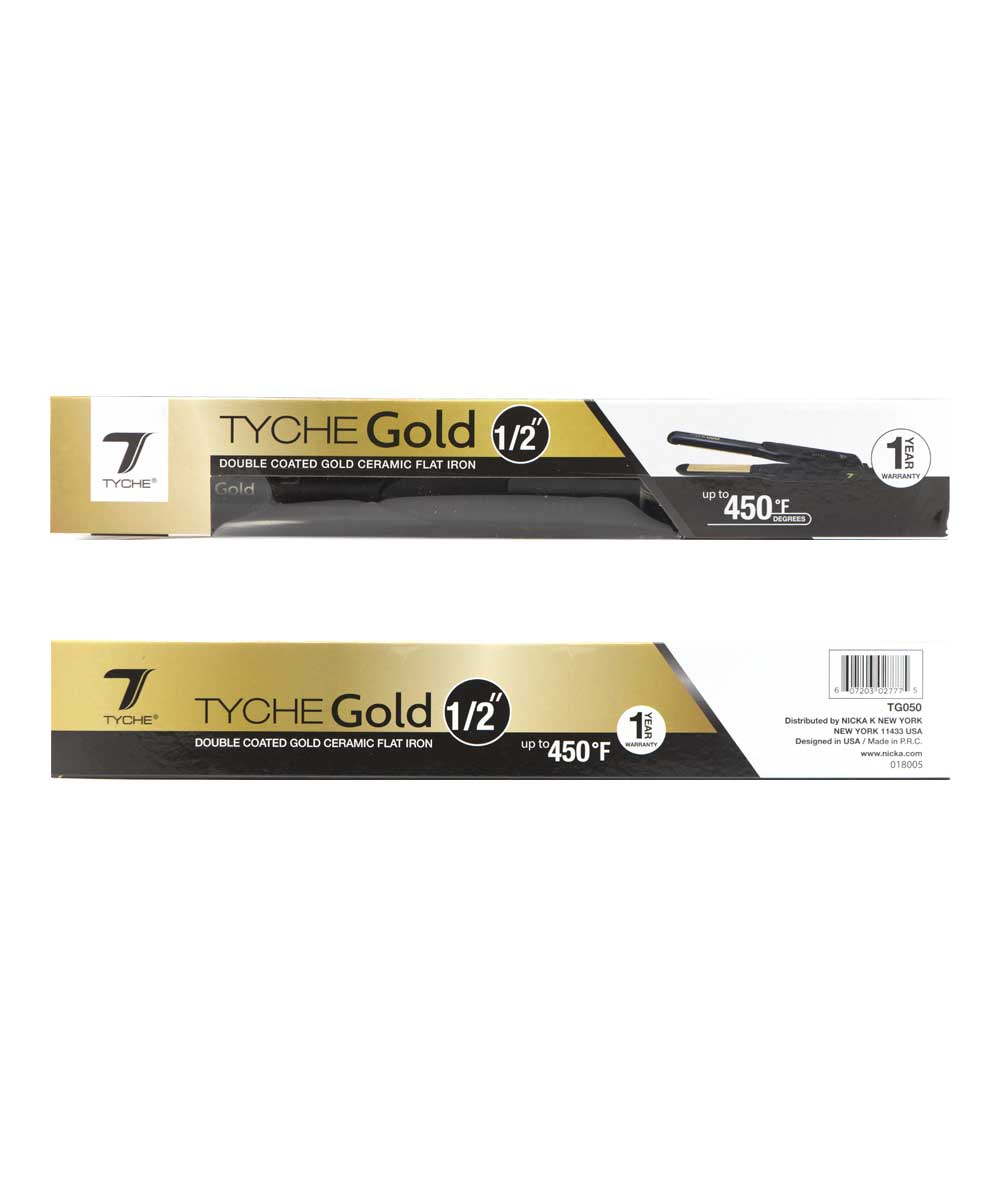 Tyche Gold Double Coated Gold Ceramic Flat Iron [1/2 inch] #Tg050, HAIR STYLING TOOLS - Cloré Beauty