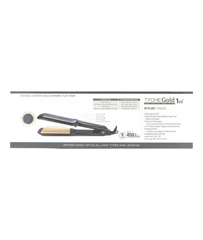 Tyche Gold Double Coated Gold Ceramic Flat Iron [1 1/2"] 