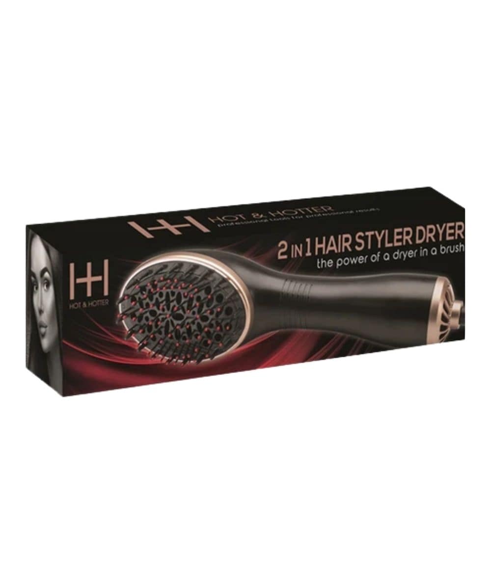 Hot & Hotter 2 In 1 Hair Styler Dryer #5906 [Black&Gold]