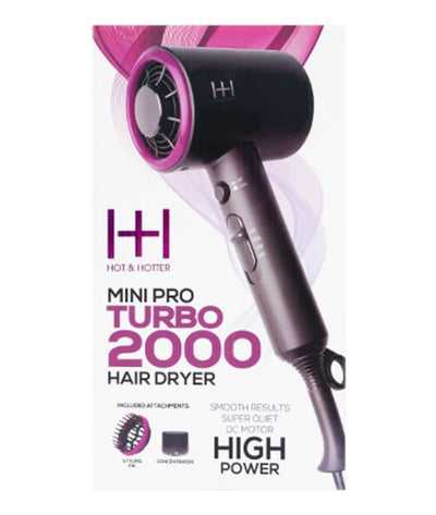 Hot&Hotter Mini Pro Turbo 2000 Hair Dryer #5907 [Gray&Puple]