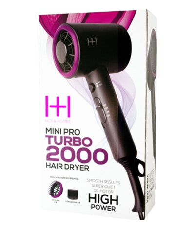 Hot&Hotter Mini Pro Turbo 2000 Hair Dryer #5907 [Gray&Puple]