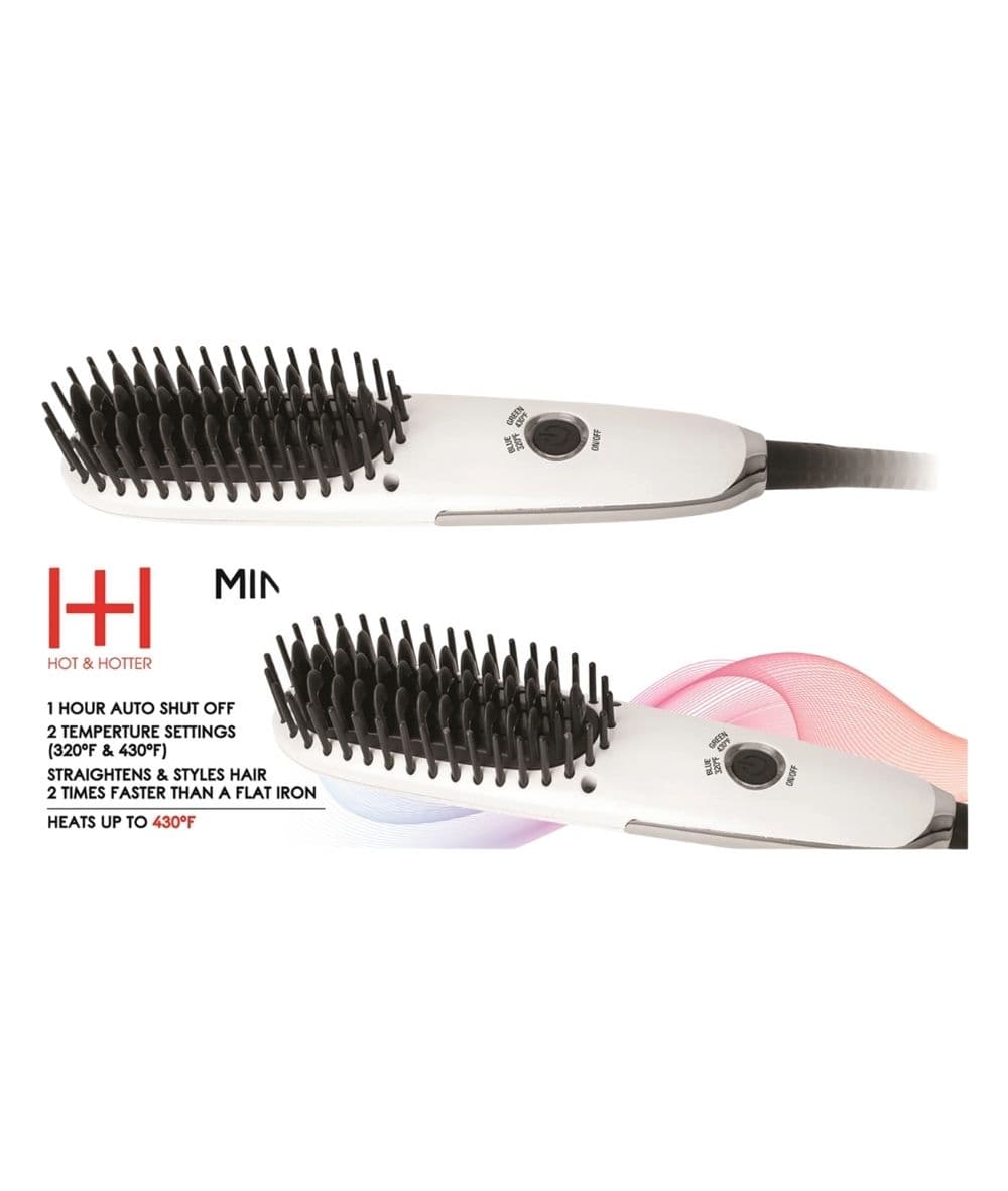 Hot & Hotter Mini Heated Straightening Brush #5952 [White], HAIR STYLING TOOLS - Cloré Beauty