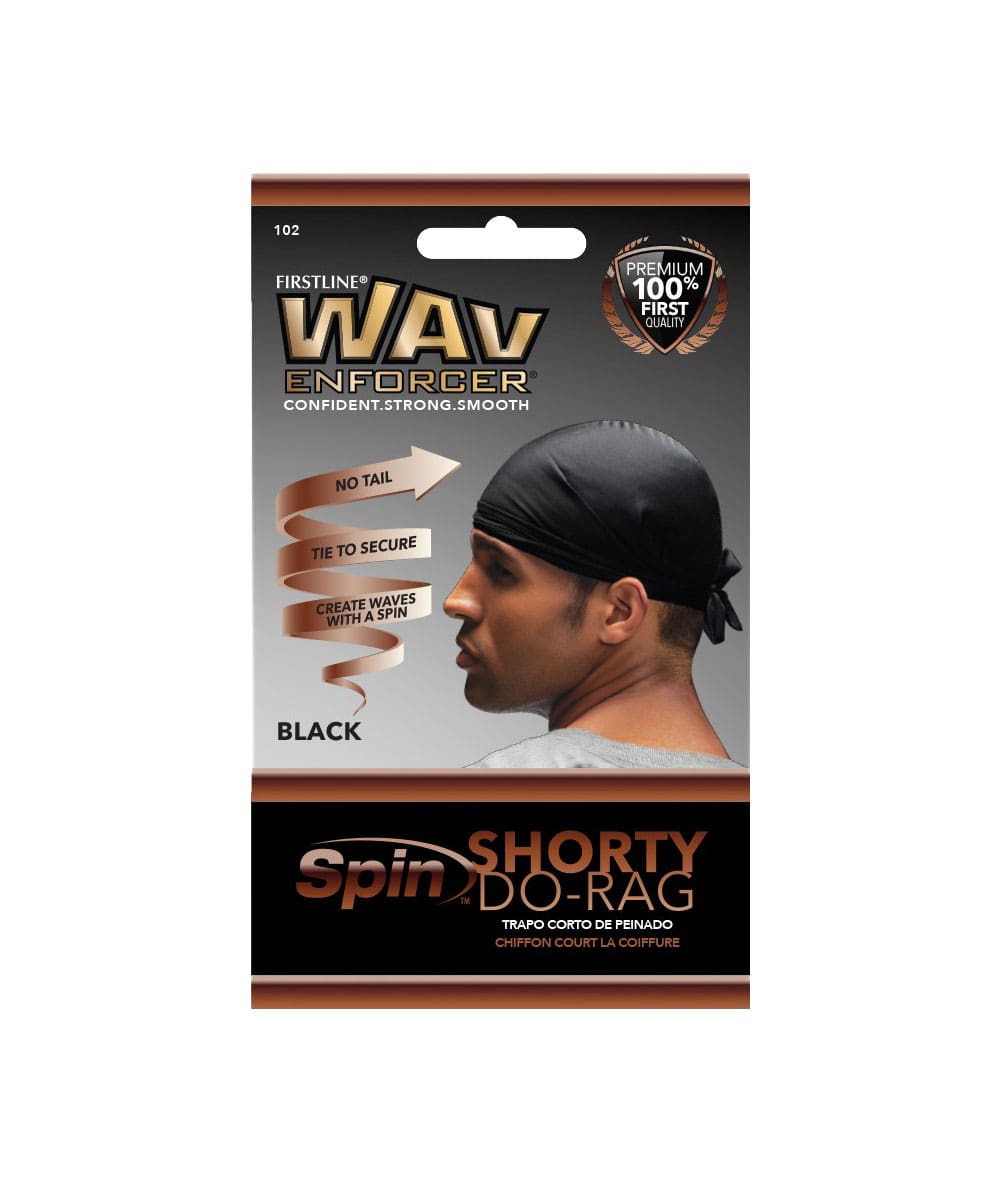 Firstline Wav Enforcer Spin Shorty Do-Rag #102 [Black], ACCESSORIES JEWELRY FASHION - Cloré Beauty