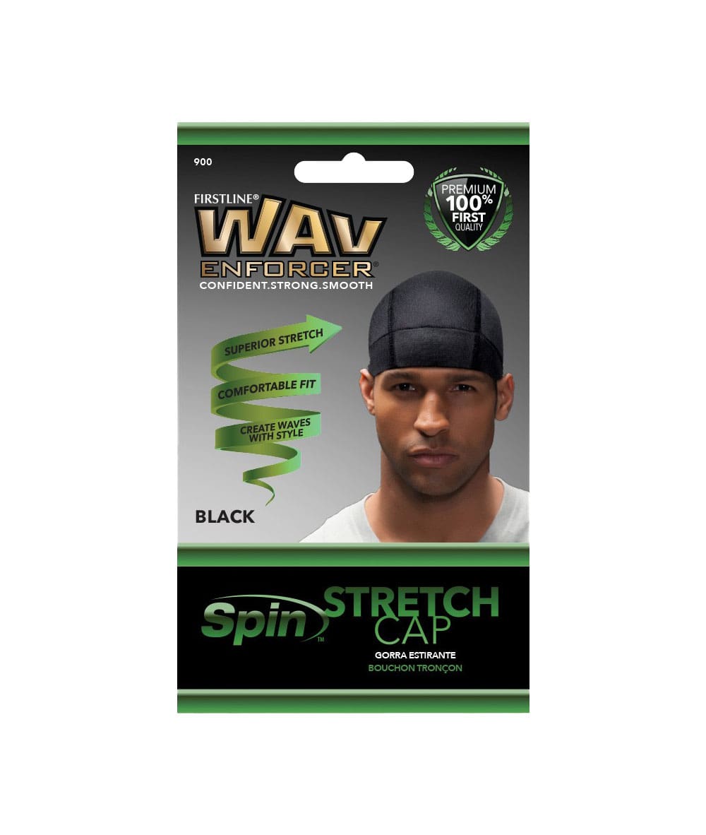 Firstline Wav Enforcer Spin Stretch Cap #900 [Black], Accessory - Cloré Beauty