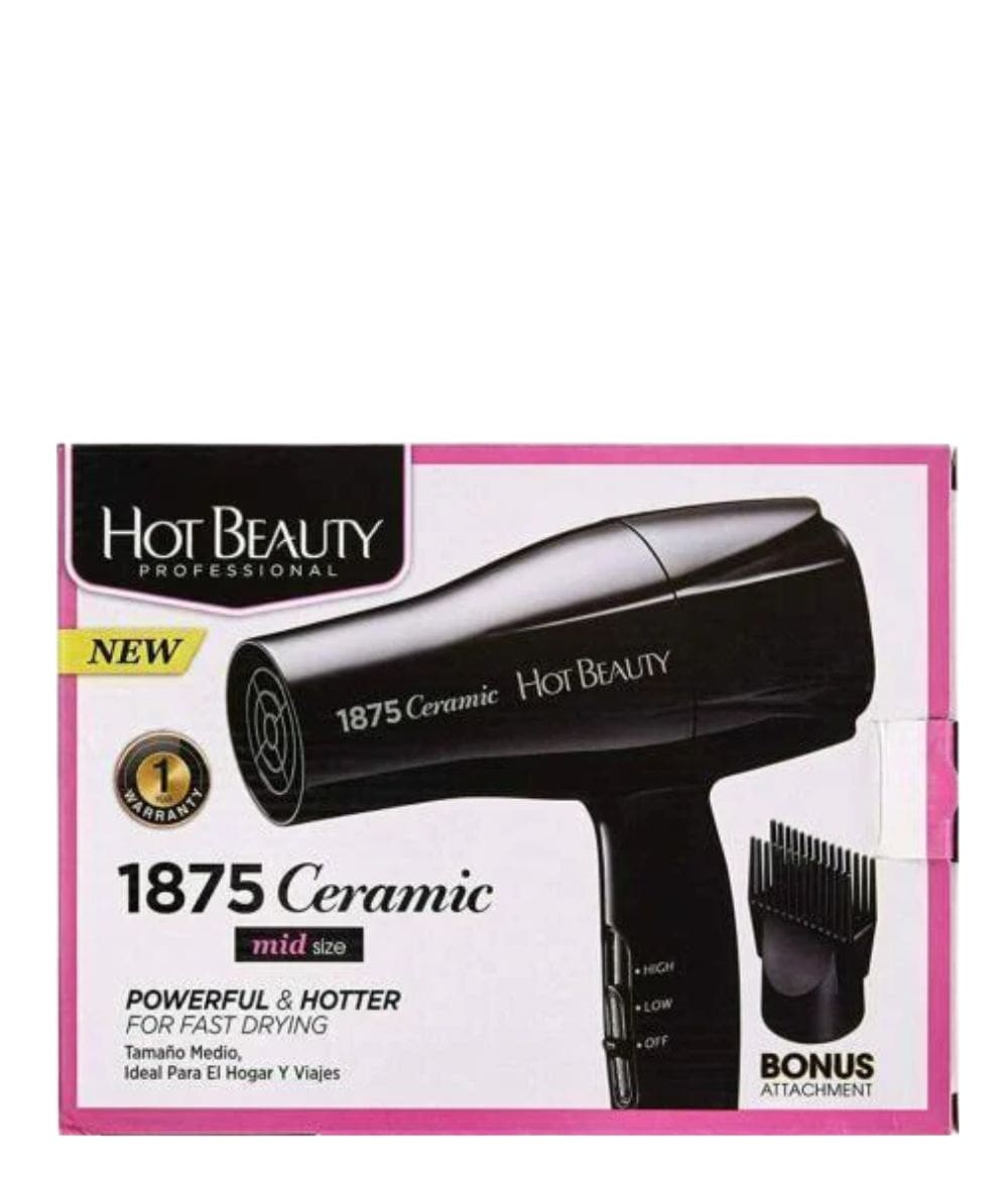 Hot Beauty 1875 Ceramic Dryer With Bonus Attachment #Hbd02N, HAIR STYLING TOOLS - Cloré Beauty
