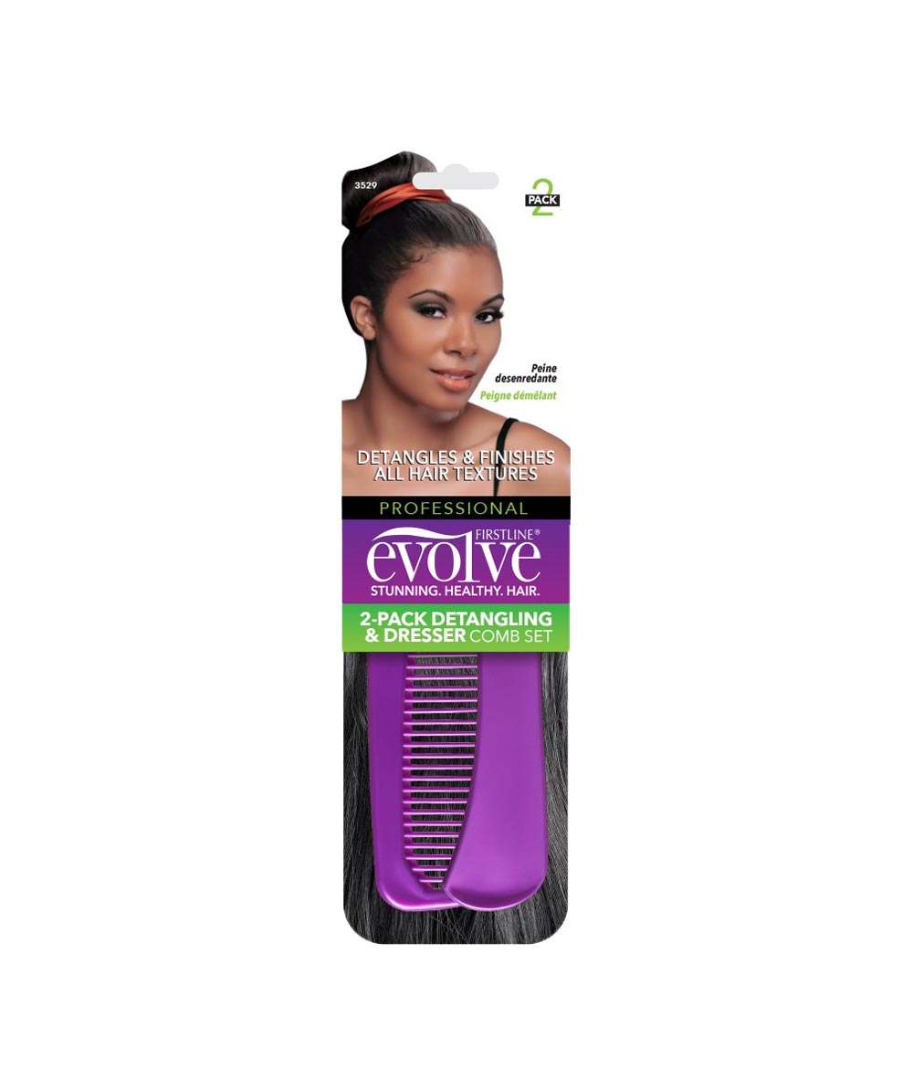 Firstline Evolve 2 Pack Detangling & Dresser Comb Set #3529