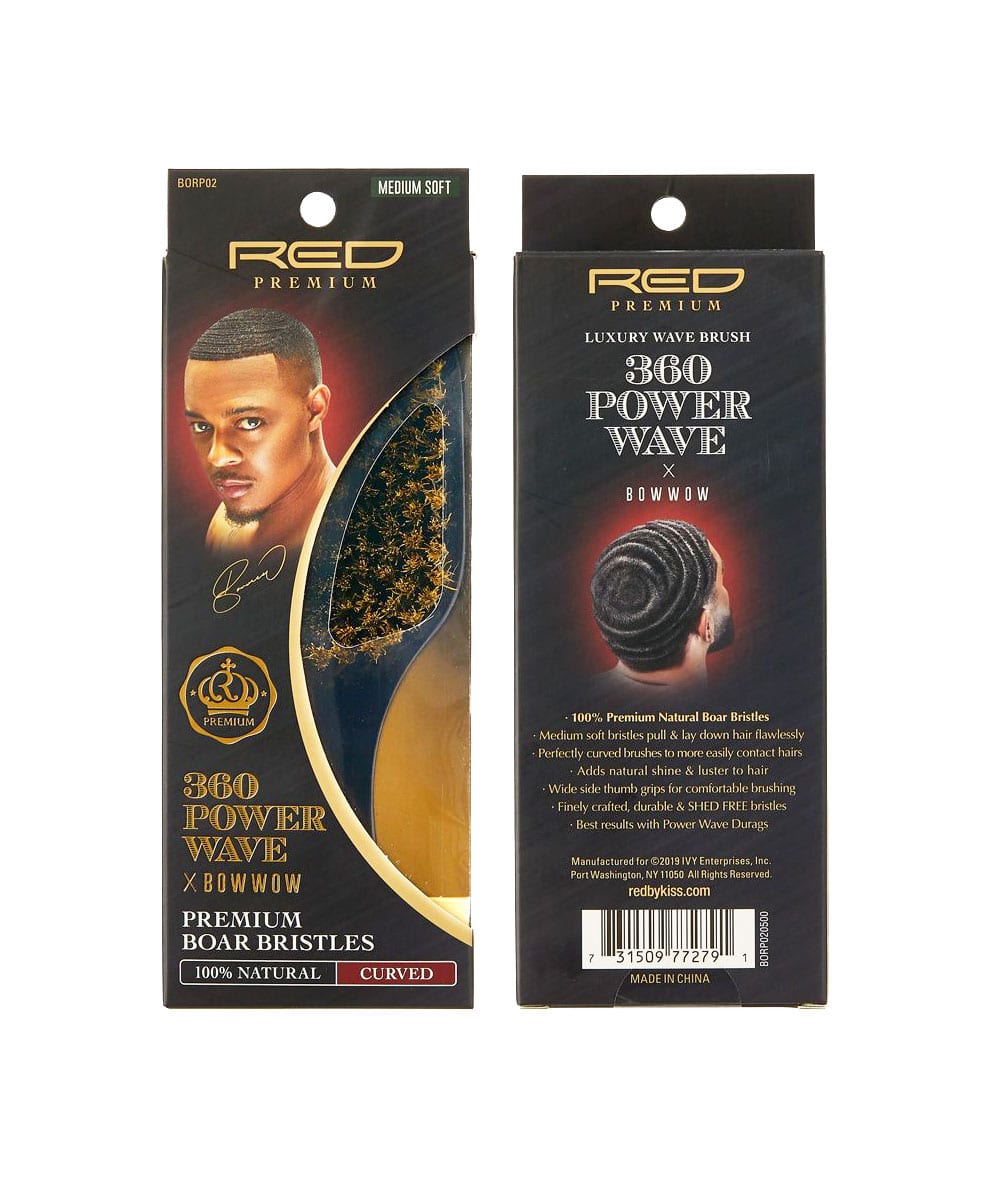 Red By Kiss 360 Power Wave Medium Soft 100% Boar Brush