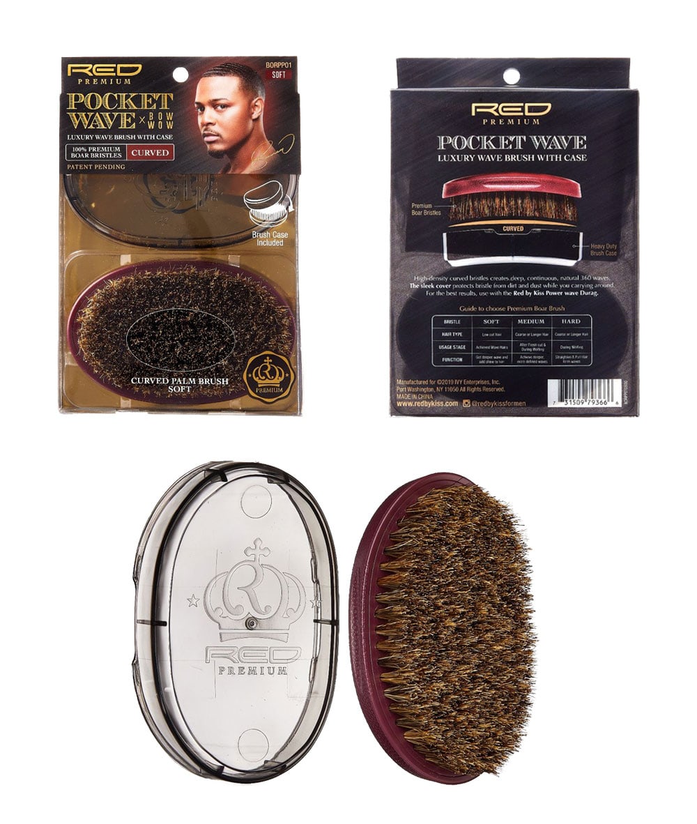 Red By Kiss Pocket Wave 100% Boar Brush #Br