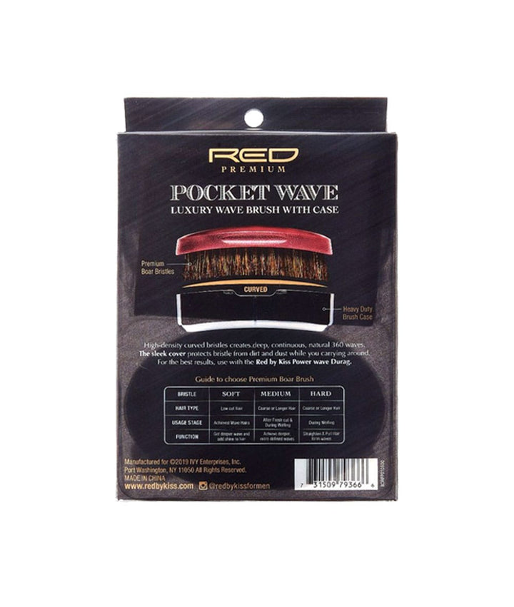 Red By Kiss Pocket Wave 100% Boar Brush #Br