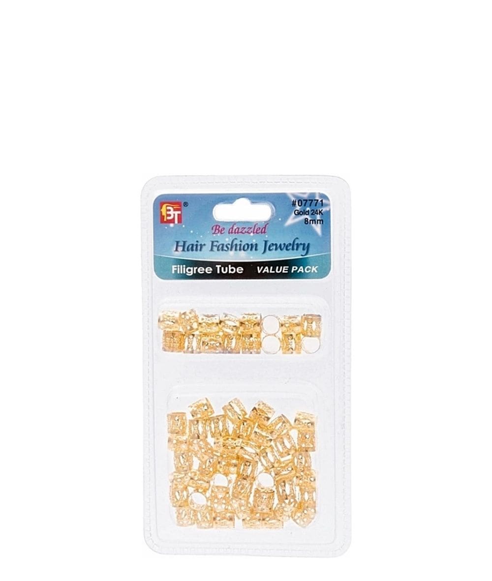 Beauty Town Filigree Tube 8X8mm Value Pack 60PCS #07771 [Gold]