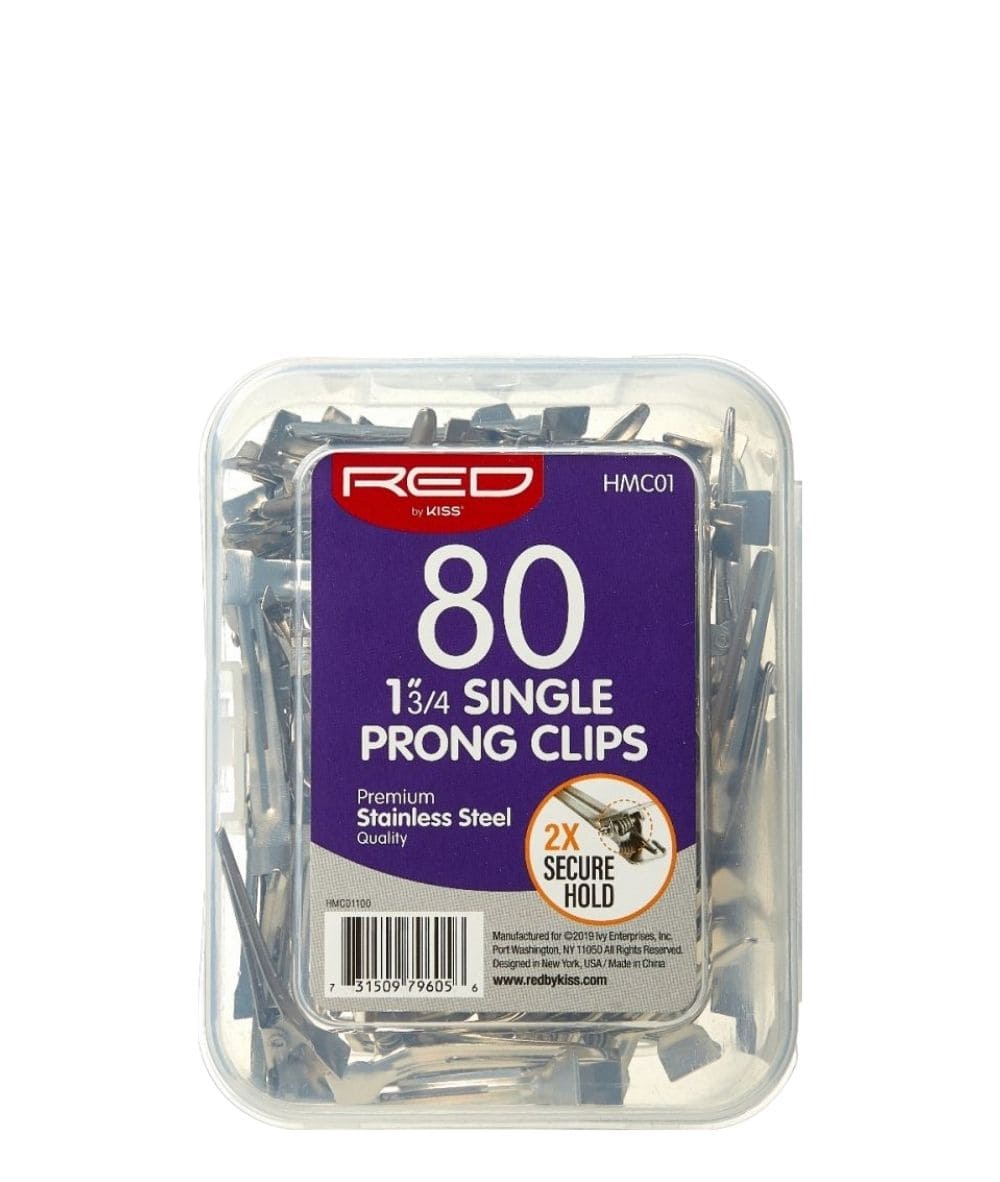 Red By Kiss Single Prong Clips 80PCS #Hmc01 [1 3/4"]