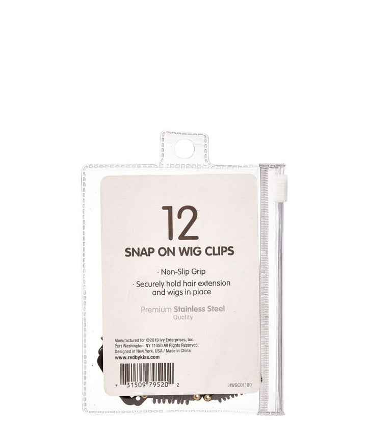 Red By Kiss 12 Snap On Wig Clips Non Slip Grip Black #Hwg